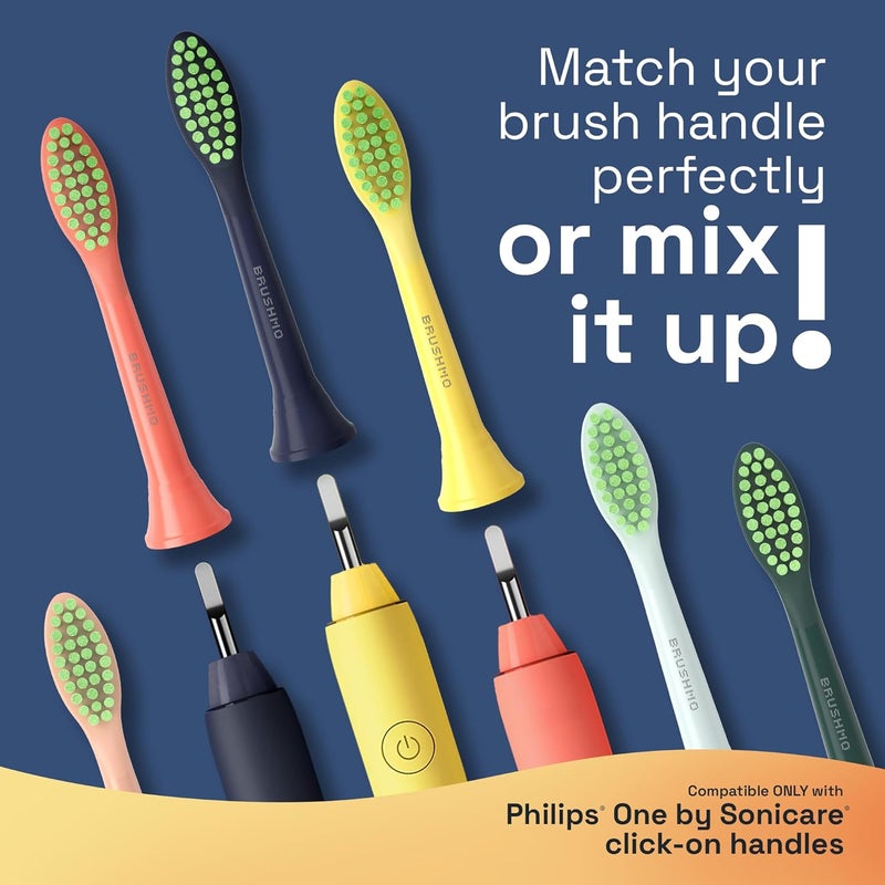 Brushmo Replacement Toothbrush Heads, Compatible with Philips One for Sonicare Electric Toothbrush Handles HY1022, 4 Standard Heads with Tongue Cleaner, Soft DuPont Bristles, BM124m Midnight Navy Blue - Image 2
